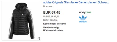 adidas Originals Slim Damen Steppjacke mit Kapuze, schwarz (32-40) adidas Originals Slim Damen Steppjacke mit Kapuze, schwarz (32-40)