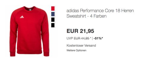 adidas Performance Core 18 Herren Sweatshirt, versch. Farben und Größen adidas Performance Core 18 Herren Sweatshirt, versch. Farben und Größen