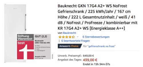 Bauknecht GKN 17G4 A2+ WS NoFrost Gefrierschrank, 167 cm hoch Bauknecht GKN 17G4 A2+ WS NoFrost Gefrierschrank, 167 cm hoch