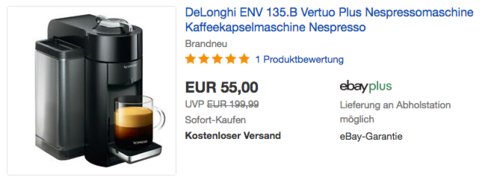 DeLonghi ENV 135.B Vertuo Plus Kaffeekapselmaschine - jetzt 39% billiger