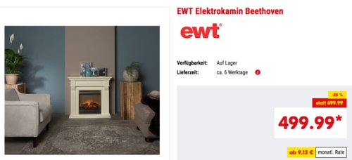 EWT Elektrokamin Beethoven, 100 x H 94 x T 36 cm EWT Elektrokamin Beethoven, 100 x H 94 x T 36 cm