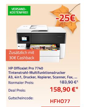 HP OfficeJet Pro 7740 All-in-One Tintenstrahl-Multifunktionsdrucker, A3 HP OfficeJet Pro 7740 All-in-One Tintenstrahl-Multifunktionsdrucker, A3