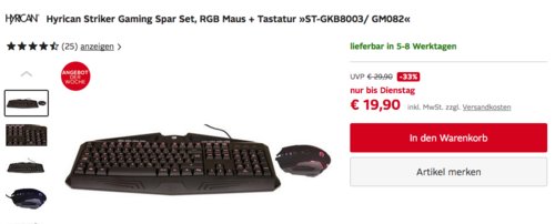 Hyrican Striker Gaming Spar Set, RGB Maus + Tastatur "ST-GKB8003/ GM082" Hyrican Striker Gaming Spar Set, RGB Maus + Tastatur "ST-GKB8003/ GM082"