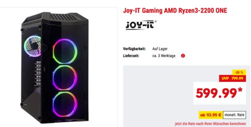 Joy-IT AMD Ryzen3-2200 ONE Gaming PC (8GB RAM, 240GB SSD, GForce GTX 1050 TI 4 GB) Joy-IT AMD Ryzen3-2200 ONE Gaming PC (8GB RAM, 240GB SSD, GForce GTX 1050 TI 4 GB)
