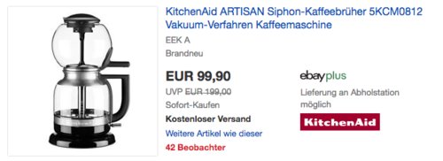 KitchenAid 5KCM0812 ARTISAN Siphon-Kaffeebrüher, 1440 Watt KitchenAid 5KCM0812 ARTISAN Siphon-Kaffeebrüher, 1440 Watt