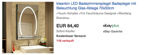 kleankin LED Badezimmerspiegel mit Beleuchtung und Glas-Ablage, 70x50cm kleankin LED Badezimmerspiegel mit Beleuchtung und Glas-Ablage, 70x50cm