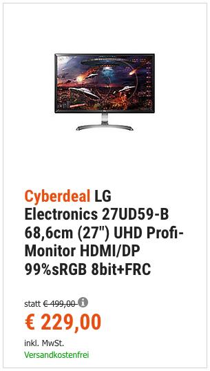 LG Electronics 27UD59-B 68,6cm (27") UHD 4K Profi-Monitor, AMD FreeSync LG Electronics 27UD59-B 68,6cm (27") UHD 4K Profi-Monitor, AMD FreeSync