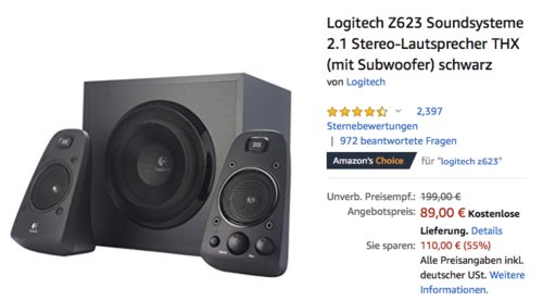 Logitech Z623 2.1 Stereo-Lautsprecher THX mit Subwoofer, Optical Input Logitech Z623 2.1 Stereo-Lautsprecher THX mit Subwoofer, Optical Input