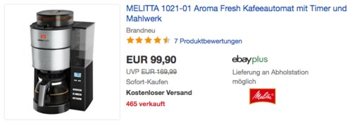MELITTA 1021-01 Aroma Fresh Kafeeautomat mit Timer und Mahlwerk - jetzt 11% billiger MELITTA 1021-01 Aroma Fresh Kafeeautomat mit Timer und Mahlwerk - jetzt 11% billiger
