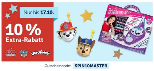 myToys.de 10% Extra-Rabat auf ausgewählte Artikel der Marke Spin Master: z.B. Spin Master Luvabeau lernfähige Funktionspuppe/Babypuppe myToys.de 10% Extra-Rabat auf ausgewählte Artikel der Marke Spin Master: z.B. Spin Master Luvabeau lernfähige Funktionspuppe/Babypuppe