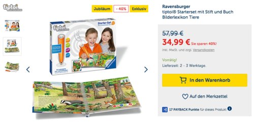 Ravensburger tiptoi® Starterset mit Stift und Buch Bilderlexikon Tiere Ravensburger tiptoi® Starterset mit Stift und Buch Bilderlexikon Tiere