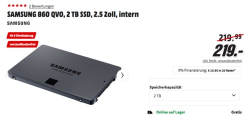 SAMSUNG 860 QVO 2 TB interne SSD-Festplatte SAMSUNG 860 QVO 2 TB interne SSD-Festplatte