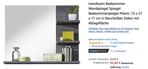 trendteam Badezimmerspiegel Miami, 72 x 57 x 17 cm - jetzt 33% billiger trendteam Badezimmerspiegel Miami, 72 x 57 x 17 cm - jetzt 33% billiger