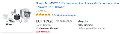 Bosch MUM58235 Universal-Küchenmaschine inkl. Zubehör, 1000 Watt Bosch MUM58235 Universal-Küchenmaschine inkl. Zubehör, 1000 Watt
