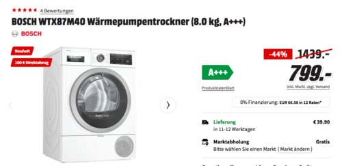 BOSCH WTX87M40 8 kg Wärmepumpentrockner (A+++, Home Connect, AutoClean) BOSCH WTX87M40 8 kg Wärmepumpentrockner (A+++, Home Connect, AutoClean)