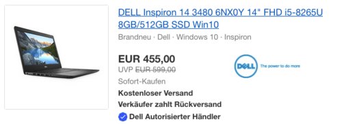 DELL Inspiron 14 3480 Notebook (14", FHD, i5-8265U, 8GB/512GB SSD, Win10) DELL Inspiron 14 3480 Notebook (14", FHD, i5-8265U, 8GB/512GB SSD, Win10)