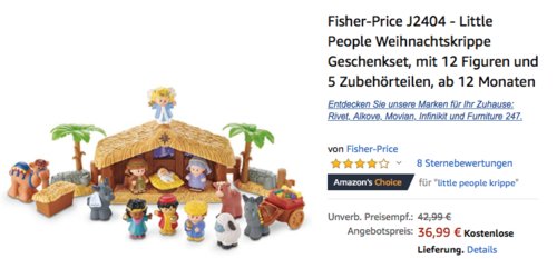 Fisher-Price J2404 - Little People Weihnachtskrippe Geschenkset Fisher-Price J2404 - Little People Weihnachtskrippe Geschenkset