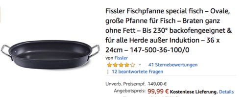 Fissler Pfanne Special Fisch Ovale, 36 x 24cm Fissler Pfanne Special Fisch Ovale, 36 x 24cm