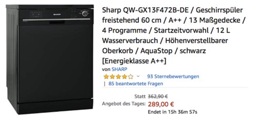 Sharp QW-GX13F472B-DE Geschirrspüler freistehend 60 cm, schwarz Sharp QW-GX13F472B-DE Geschirrspüler freistehend 60 cm, schwarz