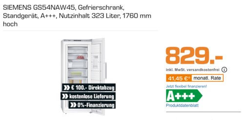 SIEMENS GS54NAW45 Gefrierschrank (A+++, 323 Liter, 176 cm hoch) SIEMENS GS54NAW45 Gefrierschrank (A+++, 323 Liter, 176 cm hoch)