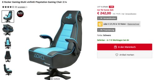 X Rocker Gaming-Stuhl "Infiniti Playstation Gaming Chair 2.1", schwarz/türkis X Rocker Gaming-Stuhl "Infiniti Playstation Gaming Chair 2.1", schwarz/türkis