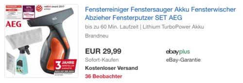 AEG WX7-60CE1 Akku-Fenstersauger mit Zubehör - jetzt 25% billiger