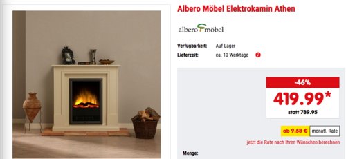 Albero Möbel Elektrokamin "Athen", 97 x 94 x 34 cm Albero Möbel Elektrokamin "Athen", 97 x 94 x 34 cm