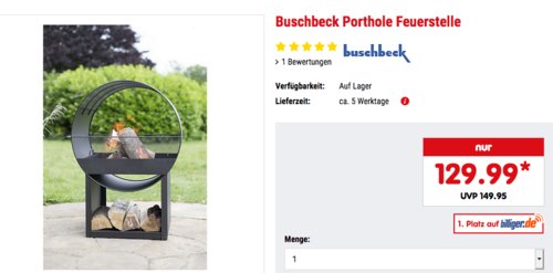Buschbeck Porthole Feuerstelle, 40 x 56 x 80 cm Buschbeck Porthole Feuerstelle, 40 x 56 x 80 cm
