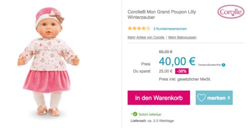 Corolle® Mon Grand Poupon Lilly Winterzauber Babypuppe, 36 cm Corolle® Mon Grand Poupon Lilly Winterzauber Babypuppe, 36 cm