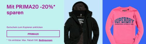 Ebay - 20% Rabatt auf ausgewählte Jacken, Pullover uvm. von Superdry: z.B. Superdry Snow Shadow Damen Daunenjacke (36-44) Ebay - 20% Rabatt auf ausgewählte Jacken, Pullover uvm. von Superdry: z.B. Superdry Snow Shadow Damen Daunenjacke (36-44)