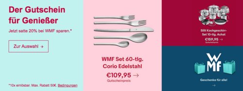 Ebay - 20% Rabatt auf ausgewählte Artikel von WMF: z.B. WMF Loft Bar-Set, 6-teilig Ebay - 20% Rabatt auf ausgewählte Artikel von WMF: z.B. WMF Loft Bar-Set, 6-teilig