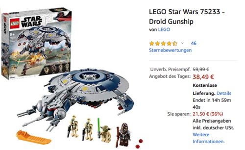 LEGO Star Wars 75233 - Droid Gunship, 389 Teile LEGO Star Wars 75233 - Droid Gunship, 389 Teile