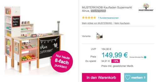 MUSTERKIND Kaufladen Supermarkt "Alnus", weiß/graublau oder weiß/apricot MUSTERKIND Kaufladen Supermarkt "Alnus", weiß/graublau oder weiß/apricot