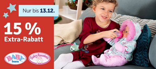 myToys - 15 % Extra-Rabatt auf BABY born und Baby Annabell: z.B. Zapf Creation BABY born Magisches Himmelbett myToys - 15 % Extra-Rabatt auf BABY born und Baby Annabell: z.B. Zapf Creation BABY born Magisches Himmelbett