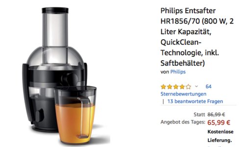 Philips HR1856/70 Entsafter inkl. Saftbehälter Philips HR1856/70 Entsafter inkl. Saftbehälter