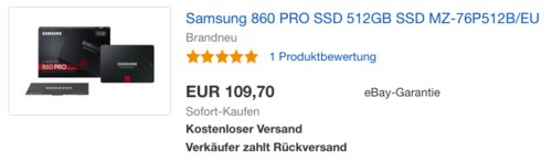 Samsung 860 PRO SSD 512GB interne SSD-Festplatte (MZ-76P512B/EU ) Samsung 860 PRO SSD 512GB interne SSD-Festplatte (MZ-76P512B/EU )