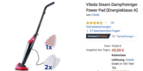 Vileda Steam Dampfreiniger inkl. Power Pad Vileda Steam Dampfreiniger inkl. Power Pad