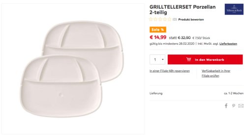 Villeroy & Boch BBQ Passion Porzellan Grillspieß - Teller, 2-teilig Villeroy & Boch BBQ Passion Porzellan Grillspieß - Teller, 2-teilig
