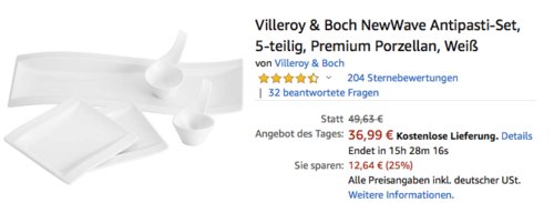 Villeroy & Boch NewWave Antipasti-Set, 5-teilig - jetzt 19% billiger