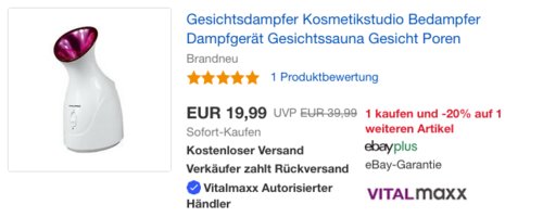 VITALmaxx Gesichtssauna in Weiß/Pink, 290 Watt VITALmaxx Gesichtssauna in Weiß/Pink, 290 Watt