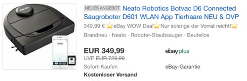 Botvac D6 Connected D601 Saugroboter, Alexa kompatibel Botvac D6 Connected D601 Saugroboter, Alexa kompatibel