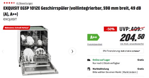 EXQUISIT EGSP 1012E Geschirrspüler (vollintegrierbar, 598 mm breit, A++) EXQUISIT EGSP 1012E Geschirrspüler (vollintegrierbar, 598 mm breit, A++)