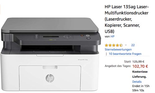 HP Laser 135ag 3-in-1 Laser-Multifunktionsdrucker, A4 HP Laser 135ag 3-in-1 Laser-Multifunktionsdrucker, A4