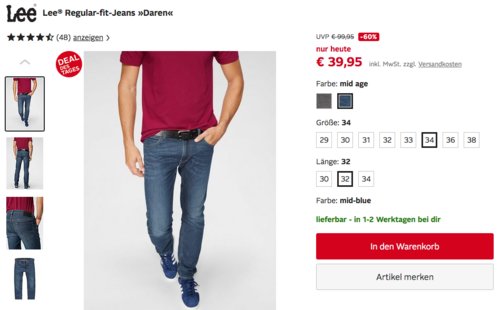 Lee® Herren Regular-fit-Jeans "Daren", black used oder mid age Lee® Herren Regular-fit-Jeans "Daren", black used oder mid age