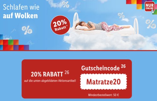 Lidl.de - 20% Rabatt auf ausgewählte Matratzen: z.B. MERADISO® 7-Zonen-Tonnentaschen-Federkernmatratze H3, 90 x 200 cm Lidl.de - 20% Rabatt auf ausgewählte Matratzen: z.B. MERADISO® 7-Zonen-Tonnentaschen-Federkernmatratze H3, 90 x 200 cm