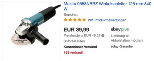 Makita 9558NBRZ Winkelschleifer (125mm, 840 W) Makita 9558NBRZ Winkelschleifer (125mm, 840 W)