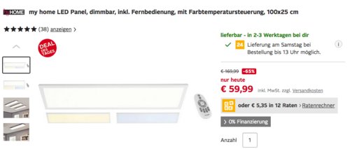 my home 100x25 cm LED-Deckenleuchte mit Farbtemperatursteuerung (dimmbar, 30 W, weiß, inkl. Fernbedienung) my home 100x25 cm LED-Deckenleuchte mit Farbtemperatursteuerung (dimmbar, 30 W, weiß, inkl. Fernbedienung)