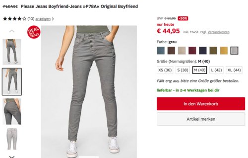 Please Jeans Damen Boyfriend-Jeans P78A, versch. Farben und Größen Please Jeans Damen Boyfriend-Jeans P78A, versch. Farben und Größen