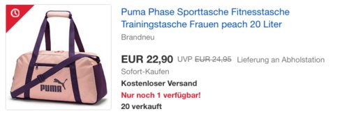 Puma Phase Sports Bag 20 Liter Sporttasche, peach Puma Phase Sports Bag 20 Liter Sporttasche, peach