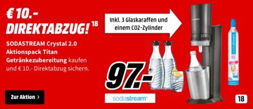 SodaStream 1216513490 CRYSTAL 2.0 Wassersprudler Titan inkl. 3x Glaskaraffen und 1x Co² Zylinder SodaStream 1216513490 CRYSTAL 2.0 Wassersprudler Titan inkl. 3x Glaskaraffen und 1x Co² Zylinder